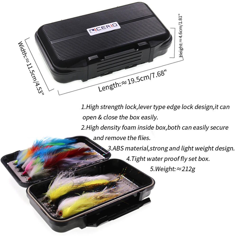ICERIO 10pcs Saltwater Streamer Fly Set Box 3 Style Fish Streamer Fly Bass Pike Muskie Fishing Lure with Waterproof Fly Box
