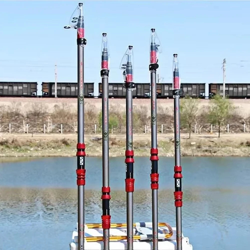 2.7-4.5M Saltwater Heavy Rod Big Game Spinning Rod Superhard Long Distance Throwing Shot Rod Beach Rocks Portable Telescopic Rod