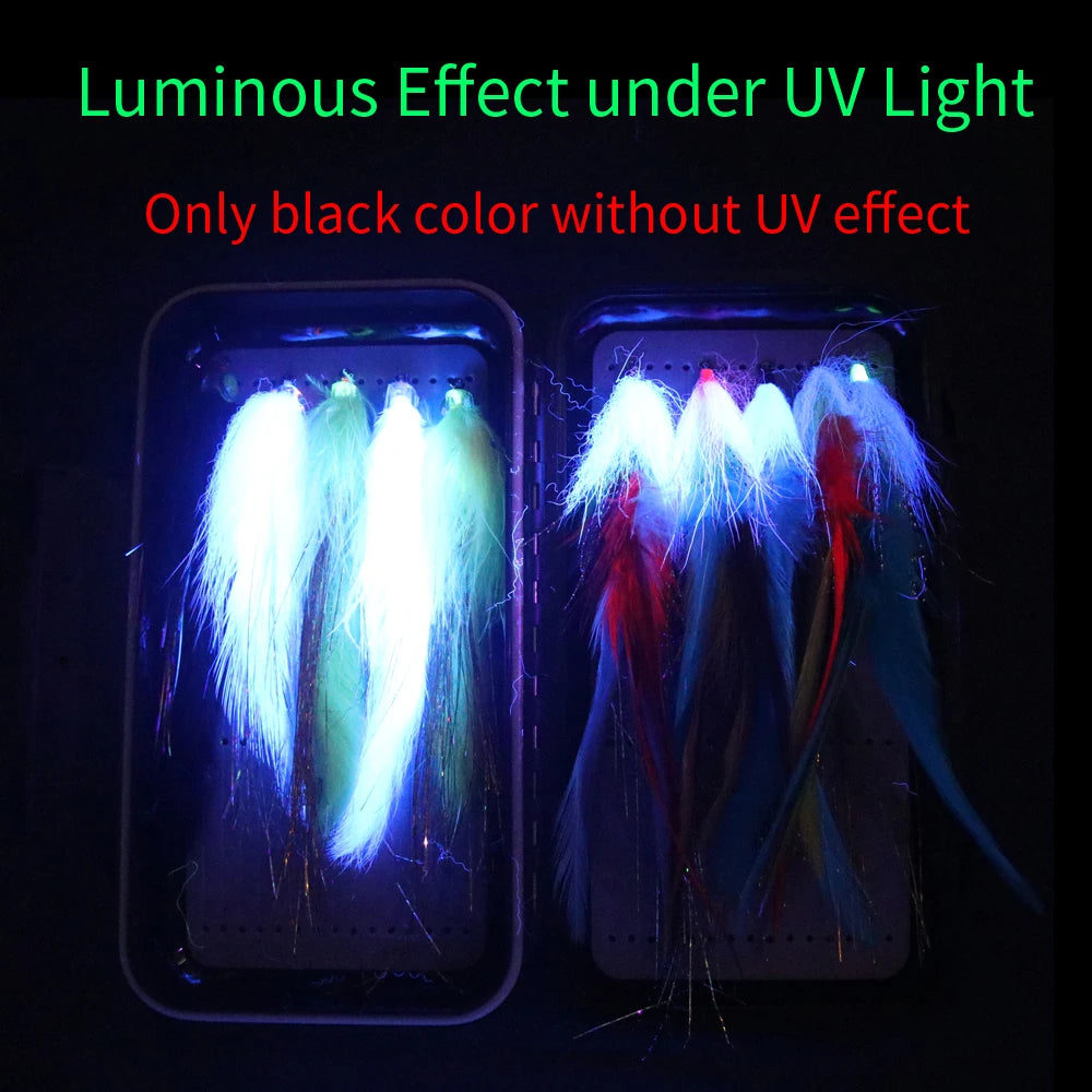 ICERIO 10pcs Saltwater Streamer Fly Set Box 3 Style Fish Streamer Fly Bass Pike Muskie Fishing Lure with Waterproof Fly Box