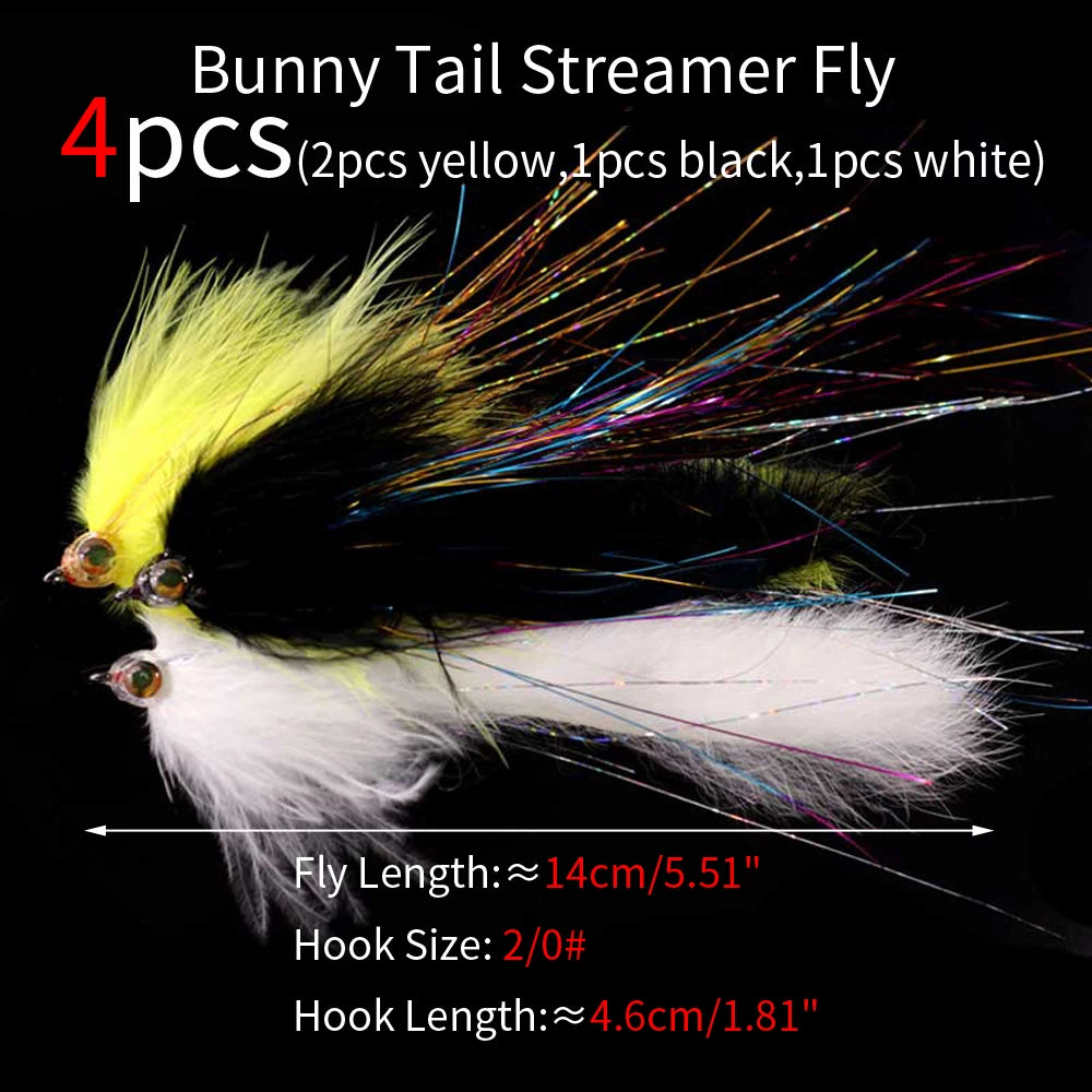 ICERIO 10pcs Saltwater Streamer Fly Set Box 3 Style Fish Streamer Fly Bass Pike Muskie Fishing Lure with Waterproof Fly Box