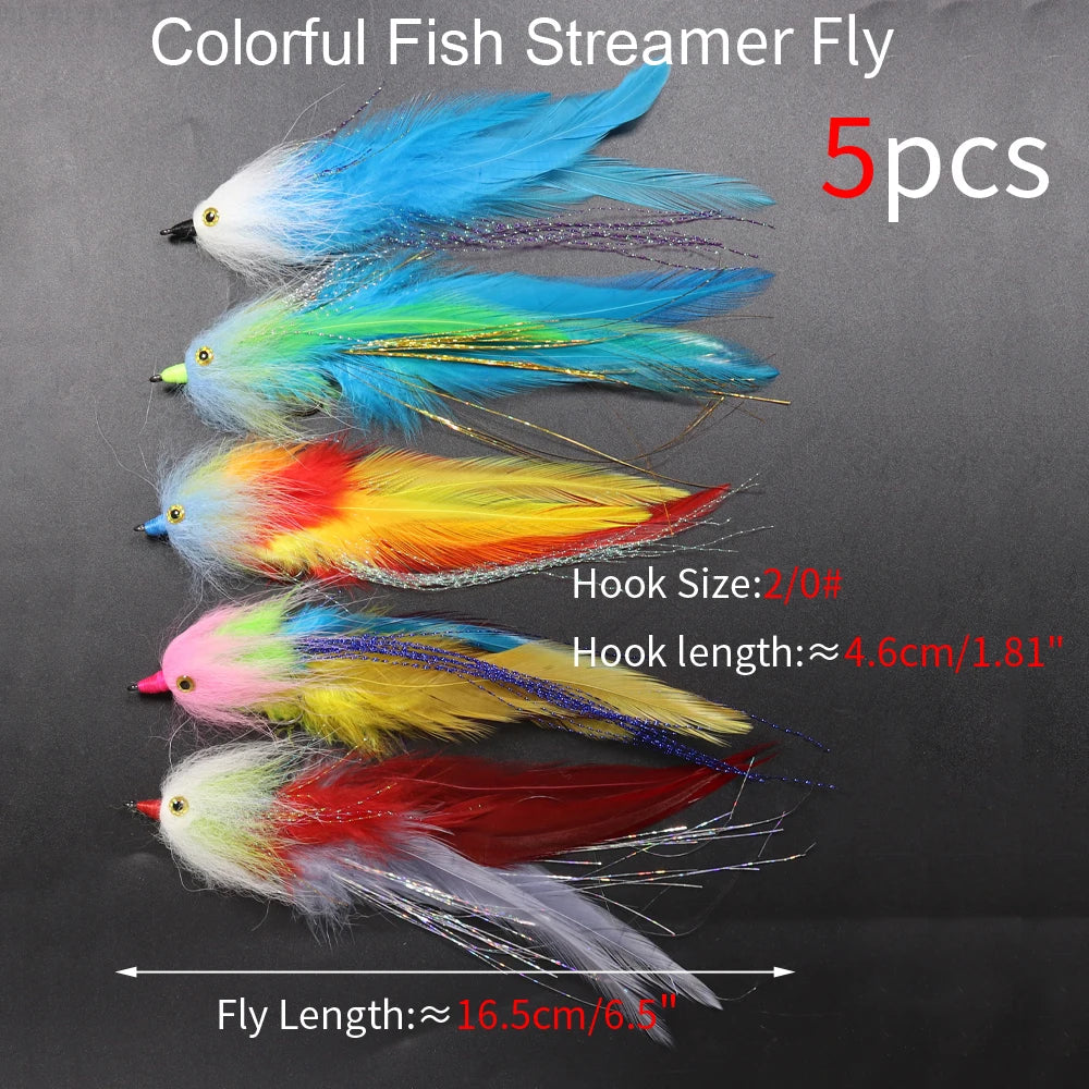 ICERIO 10pcs Saltwater Streamer Fly Set Box 3 Style Fish Streamer Fly Bass Pike Muskie Fishing Lure with Waterproof Fly Box