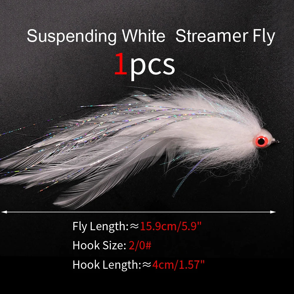 ICERIO 10pcs Saltwater Streamer Fly Set Box 3 Style Fish Streamer Fly Bass Pike Muskie Fishing Lure with Waterproof Fly Box
