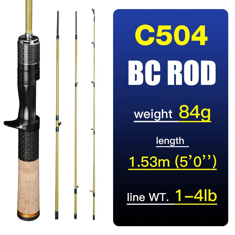 Seasir Silent Stream Spining Baitcasting Fishing Rod Carbon Fiber UL Power 1.53/1.65M Spinning Casting Lure Rods 4 Sections